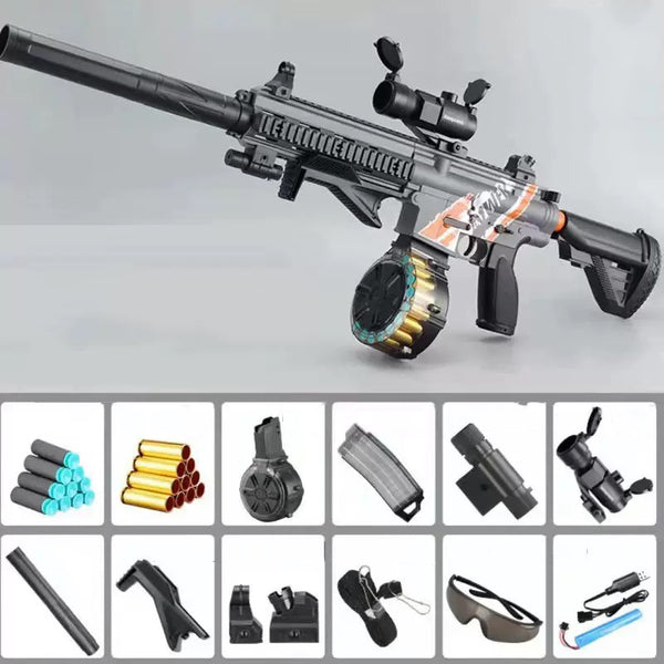 Gray AK-74U Nerf Blaster Toys Dual Magazine