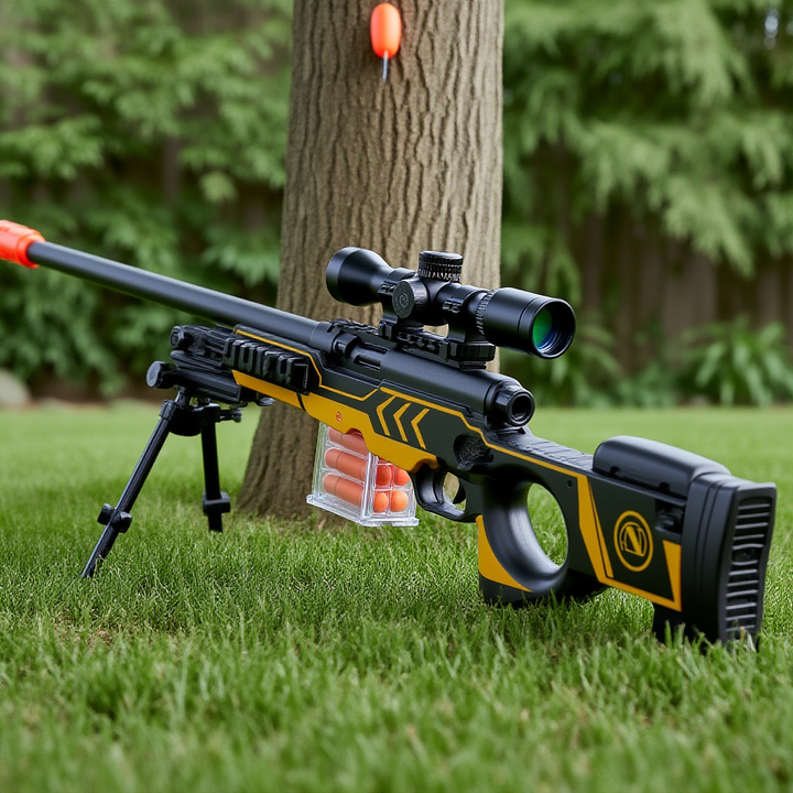 AWM Nerf Sniper Rifle - 108cm Foam Dart Toy Gun with Scope & Bipod – rnguk