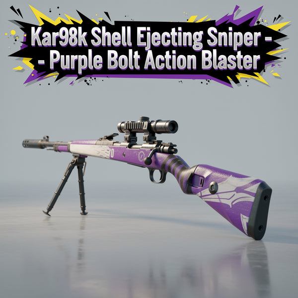 JY Purple Kar98k Nerf Sniper Rifle in bolt action – manual foam dart gun with bipod during adult hilltop overwatch