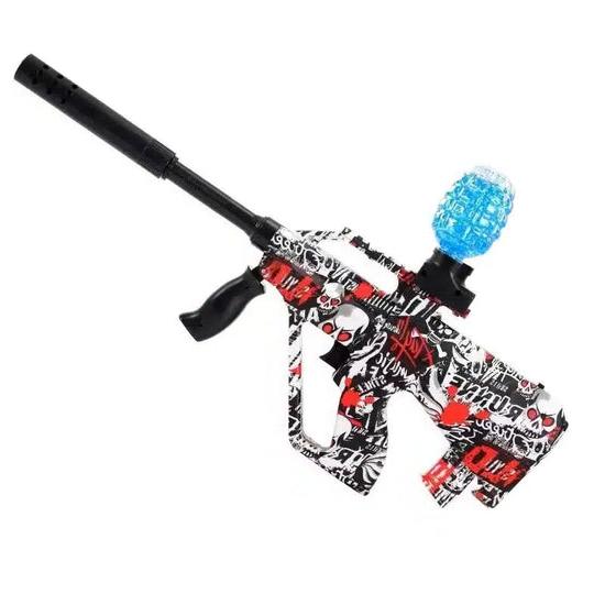 Mini Red AUG Gel Blaster Rifle With Hopper Fed